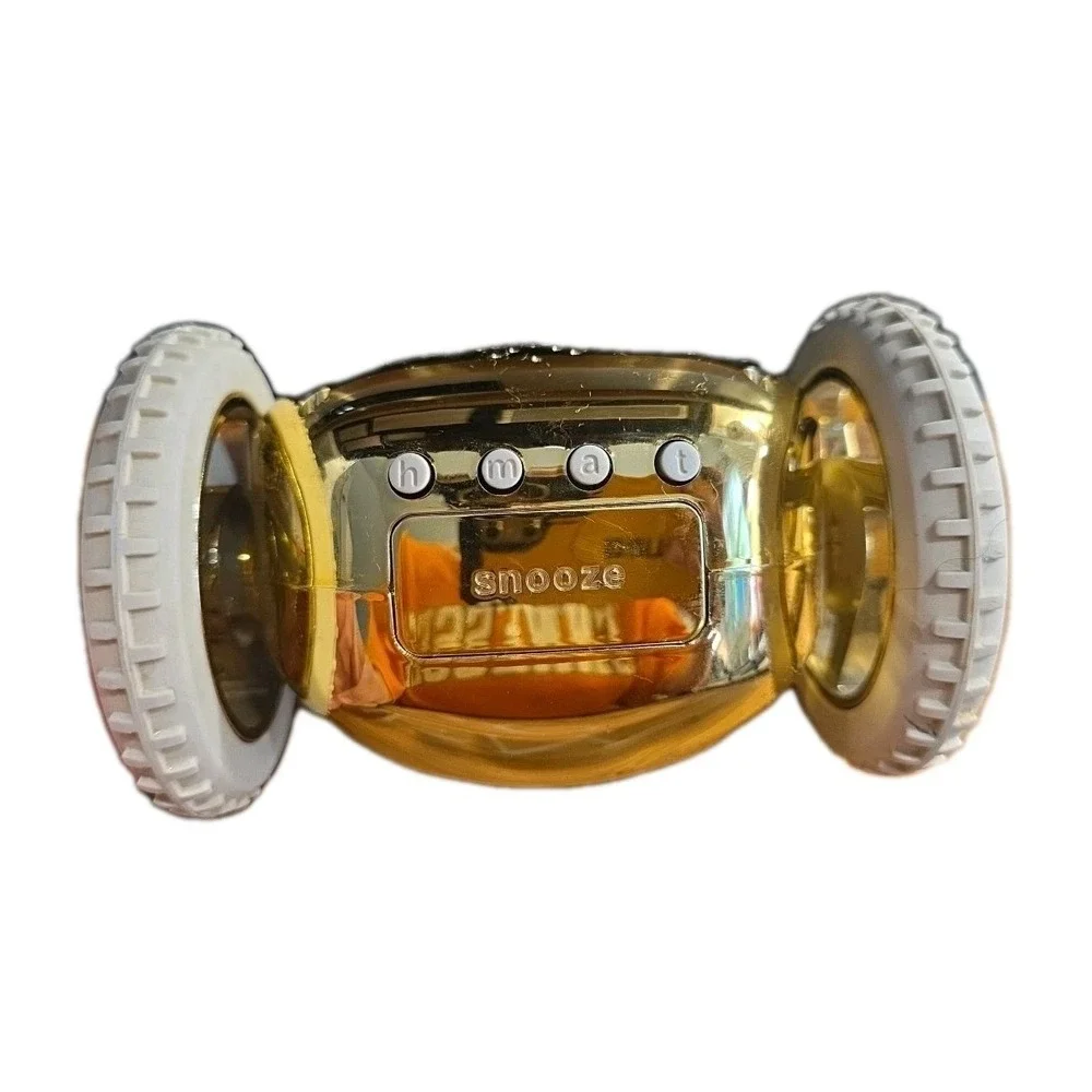 Clocky Runaway Alarm Clock on Wheels • Chrome • Heavy Sleepers  • Tested Working